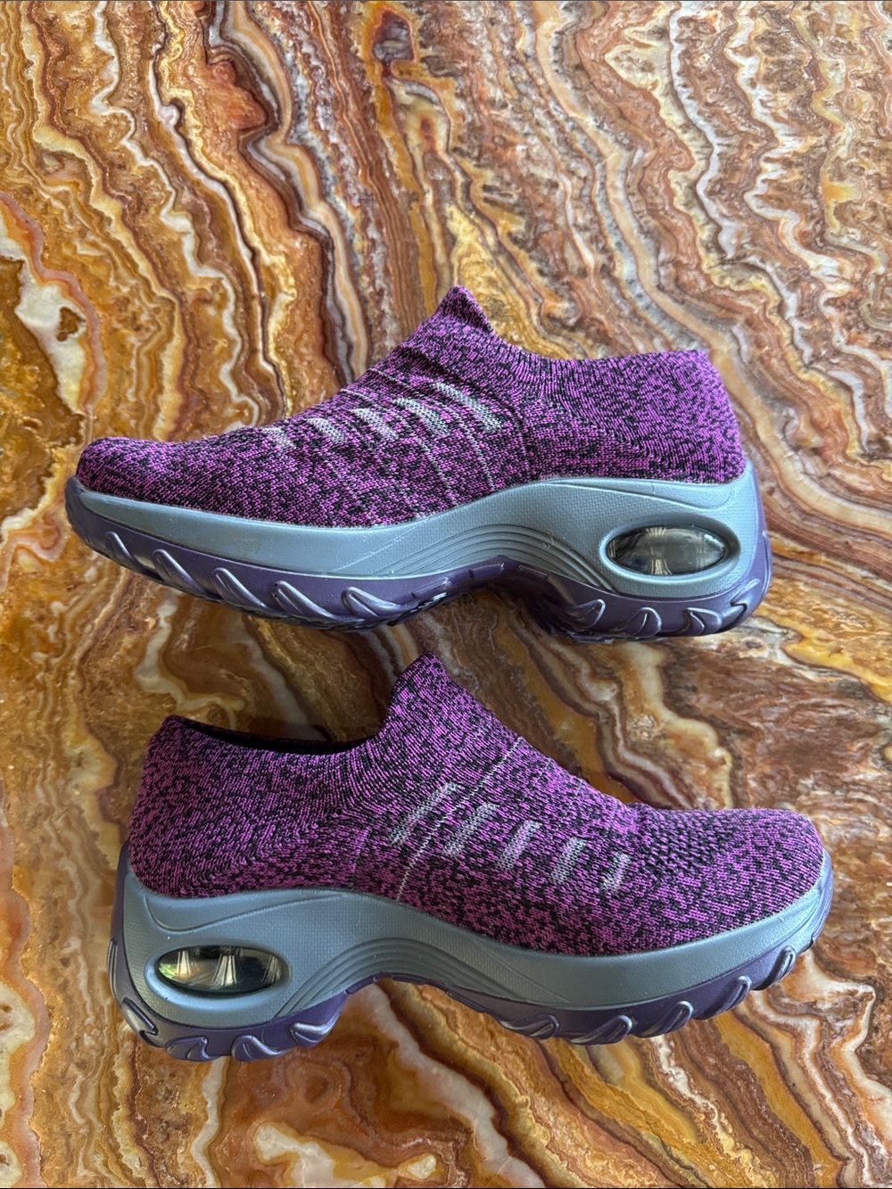 Slip-On Knit Platform Sneakers in Purple